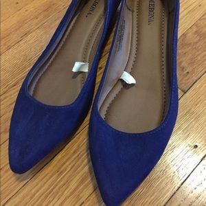 Blue pointed flats, size 8